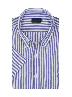 Short-sleeved linen shirt with striped pattern