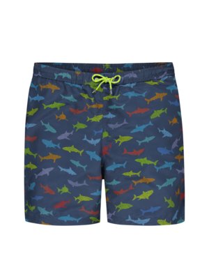Swim shorts with dotted shark pattern