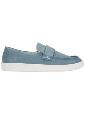 Suede sneaker loafers with decorative tab
