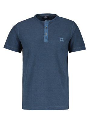 T-Shirt mit Serafino-Kragen und Streifen Muster 