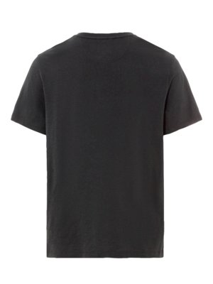 T-Shirt-mit-Serafino-Kragen-in-melierter-Optik-