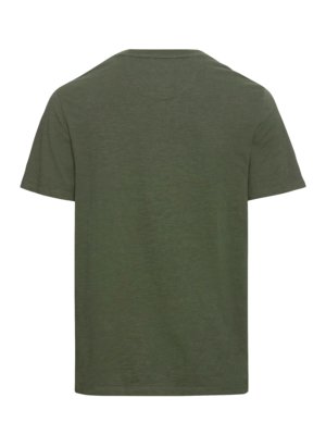 T-Shirt-mit-Serafino-Kragen-in-melierter-Optik-