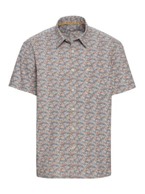 Short-sleeved cotton shirt with a floral pattern