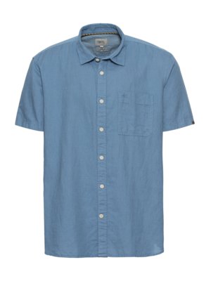 Short-sleeved-shirt-with-linen-content-and-breast-pocket-