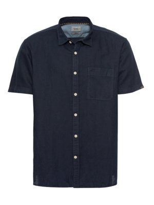 Short-sleeved-shirt-with-linen-content-and-breast-pocket-
