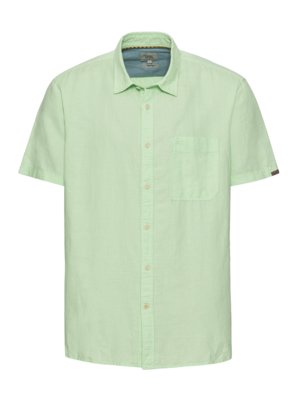 Short-sleeved shirt with linen content and breast pocket 
