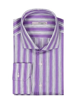 Cotton shirt with striped pattern with linen 