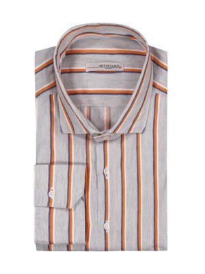 Hemd mit Streifen-Muster aus Baumwolle mit Leinen 