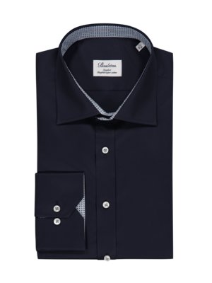 Shirt in two-fold super cotton with decorative collar lining, Comfort Fit 