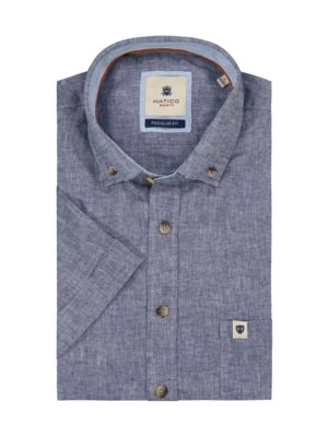 Short-sleeved shirt in cotton and linen, Regular Fit