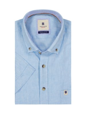 Short-sleeved shirt in cotton and linen, Regular Fit