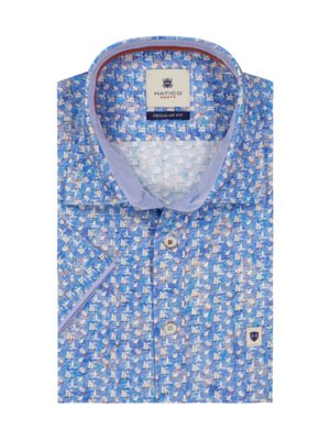 Short-sleeved-shirt-with-sailboat-print,-Regular-Fit