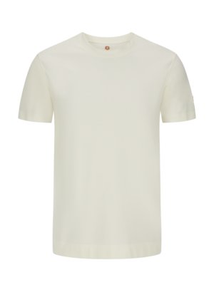 Jednokolorowy T-shirt z elastyczną domieszką i szerokimi ściągaczami