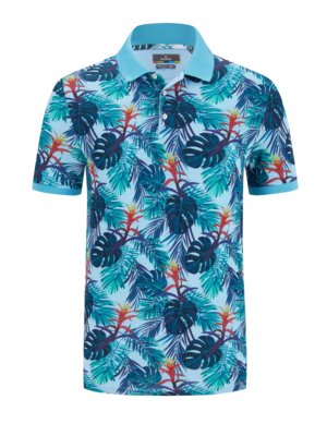 Polo shirt with tropical all-over pattern