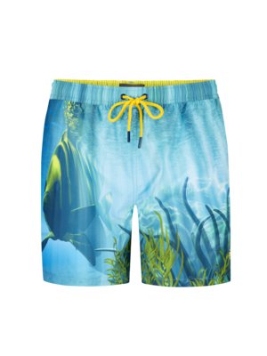 Swimming trunks with underwater motif
