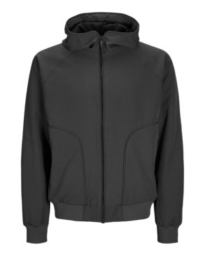 Water-repellent jacket with hood and stretch fabric
