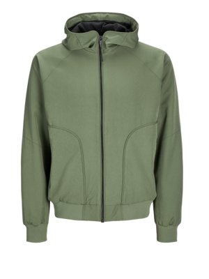 Water-repellent jacket with hood and stretch fabric