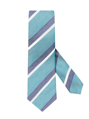 Krawat z jedwabiu i lnu z wzorem w paski