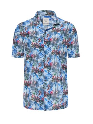 Short-sleeved shirt with all-over floral print, regular fit