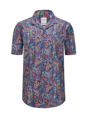 Kurzarmhemd mit Resortkragen und Blätter-Print, Regular Fit