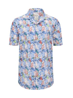 Short-sleeved shirt with resort collar and all-over floral print, Regular Fit