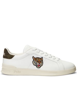 Leather sneakers with tiger logo 