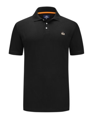Piqué polo shirt with embroidered logo and stretch  