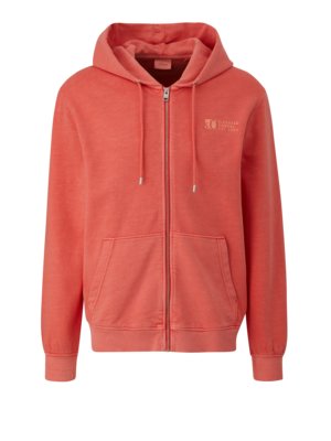 Sweat jacket with hood in a washed look 