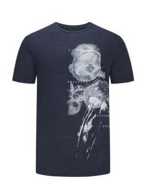T-Shirt-mit-Leinenanteil-und-Frontprint-