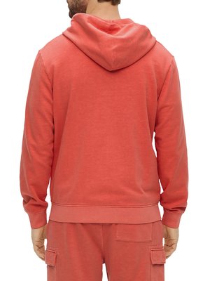Sweat jacket with hood in a washed look, extra long 
