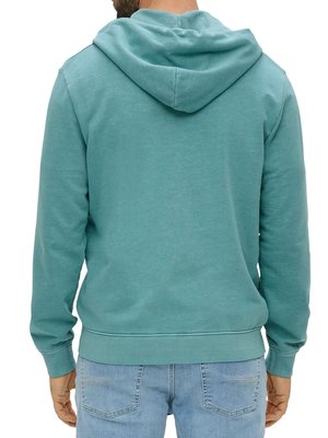 Sweat jacket with hood in a washed look, extra long 