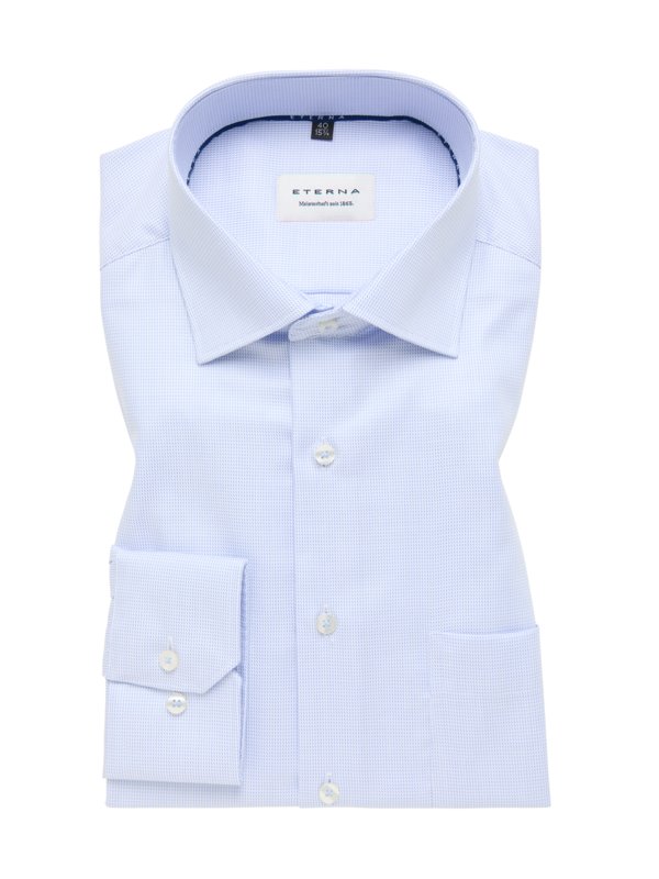 Eterna, Košile s jemným vzorem a náprsní kapsou, Comfort Fit Světle Modrá 50