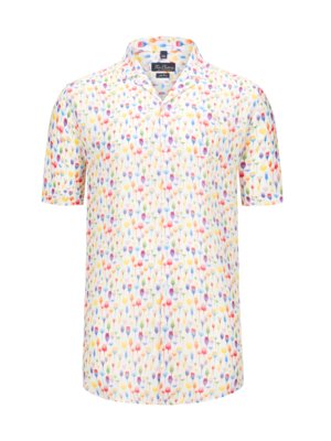 Linen resort shirt with abstract glass print