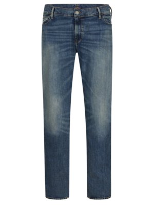 Jeans im Used-Look mit Kontrastnähten, Slim Straight