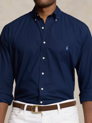 Plain stretch shirt with button-down collar
