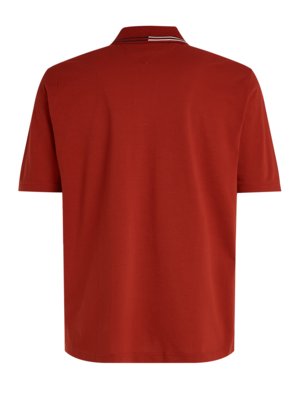 Strukturiertes-Poloshirt-mit-Zip-und-Labelstreifen