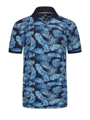 Polo shirt in piqué fabric with palm leaf print