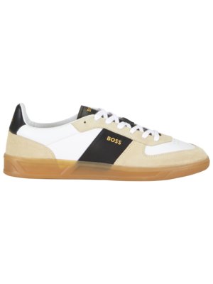 Trainers in a leather mix with gold-coloured logo details
