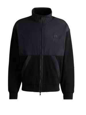 Hybrid sweat jacket with label patch