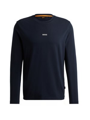 Stretch-Longsleeve mit kleinem gummiertem Logo-Schriftzug