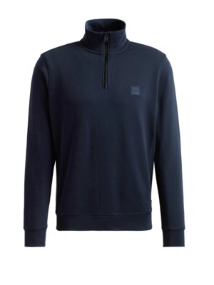 Sweatshirt met troyerkraag en logopatch