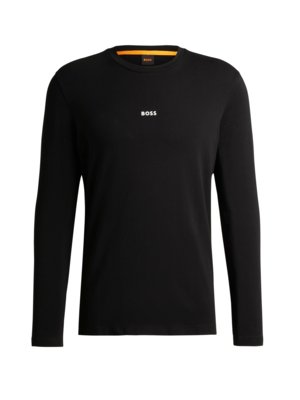 Stretch long-sleeved top with small rubberised logo lettering