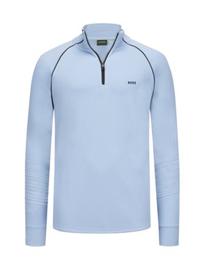 Sweatshirt with troyer collar and contrasting piping