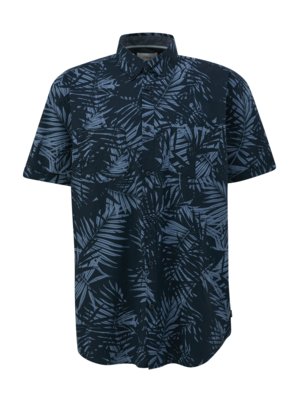 Short-sleeved-shirt-with-palm-print,-extra-long-