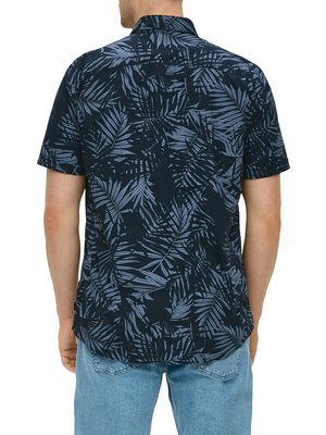 Short-sleeved-shirt-with-palm-print,-extra-long-