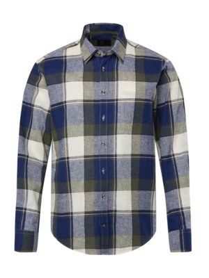 Shirt in a linen blend with check pattern, Modern Fit 