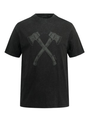 T-Shirt-mit-Frontprint,-garment-washed-