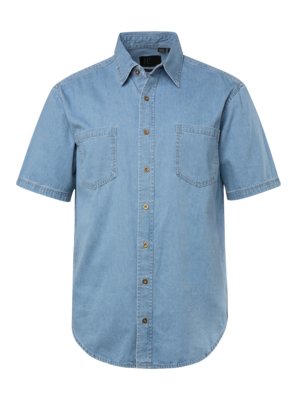 Short-sleeved-shirt-in-denim-fabric,-Modern-Fit-