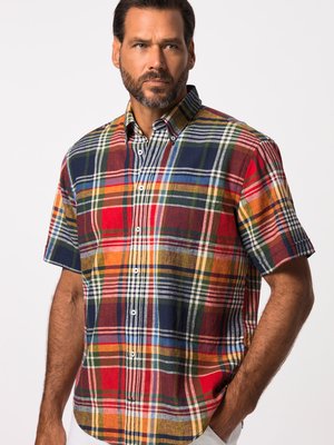 Koszula-z-krótkim-rękawem-z-połączenia-lnu-i-bawełny,-modern-fit-