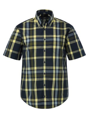 Short-sleeved shirt with windowpane check pattern, Modern Fit 